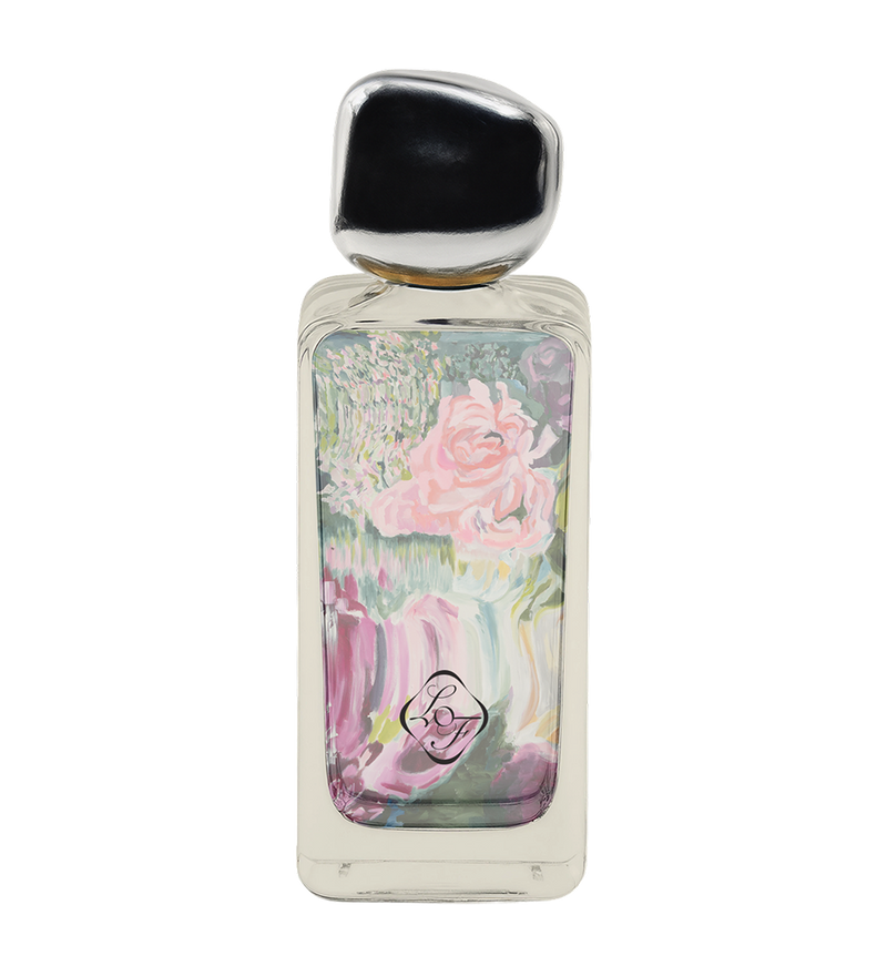 Peace Offering eau de parfum by Liberation of Flowers — 50ml glass bottle with a vibrant hand-painted artwork label